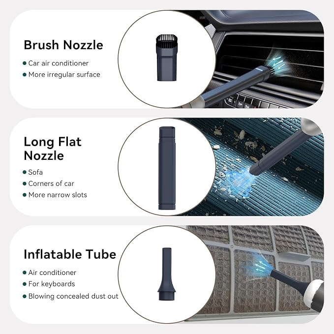 Minthouz Car Vacuum Portable Cordless 17000Pa - 120W Handheld Vacuum Rechargeable with Blower, Ultra Lightweight Mini Vacuum Cleaner with 2 Filters for Car Home Pet Office Keyboard