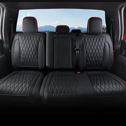 Coverado Leather Rear Seat Covers Fit for Ford F150 F250 F350 F450, Waterproof Ford Truck Rear Seat Covers Fit for 2015-2026 F150 & 2017-2026 F250 F350 F450 (Redline)