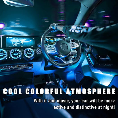 Wevdn Car Interior LED Strip Light, 12V 24 LED Neon Ambient Night Light with Cigarette Lighter Plug, Automotive Atmosphere Decorative Under Dash Lighting Kit, Car Accessories (Ice Blue)