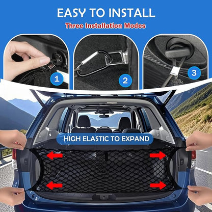 Envelope Style Cargo Net for 2019-2024 Subaru Forester Accessories, Rear Trunk SUV Mesh Cargo Net, Upgraded 5mm Bungee & Double-Layer Nylon Storage Tailgate Netting Grocery&Tools Holder Organizer