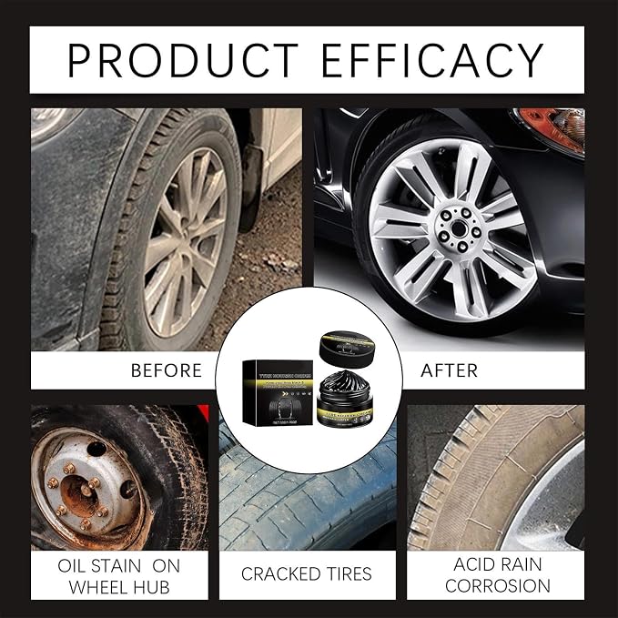 Quick Shine Tire Paste, 50g Long-Lasting Wax, Vehicle Wheel Polishing Paste with Durable Formula, Tire with Fast Application, Detailing Wax Protective Coating, Car Care Product for Exterior