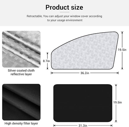 XCBYT Side Window Sun Shade, 100% Blackout Car Window Covers, 4 Pack | Magnetic for Metal Frame, For Side Windows, Aluminum Foil Reflective UV Protection, For Camping & Baby