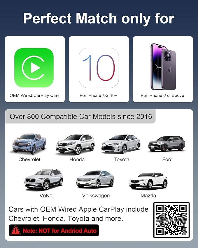 Wireless CarPlay Adapter for iPhone, Zinc Alloy & Tempered Glass Edition - Reliable 5.8GHz Wireless Dongle for Factory Wired CarPlay Cars, Instant Connection, No Overheating, Plug & Play