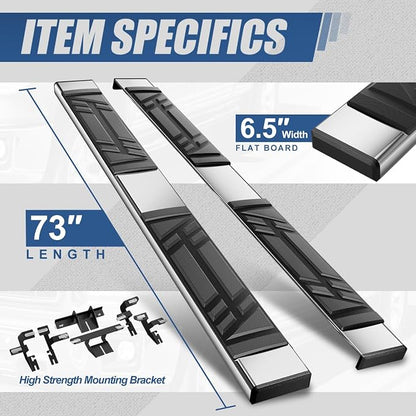 Auto Dynasty Running Boards Compatible with 2015-2024 Ford Edge, Stainless Steel Side Step Rail Nerf Bars, 6.5 Inches Step Bars, Polished Chrome 16 17 18 19 20 21 22 23