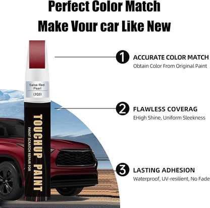Dark Red(3Q3) Car Paint Touch Up Pen for Toyota,2-In-1 Color Accurate Touch Up Car Scratch Repair Paint Match Toyota Series Automotive Scratch Remover for Nicks&Chips Repair Salsa Red Pearl