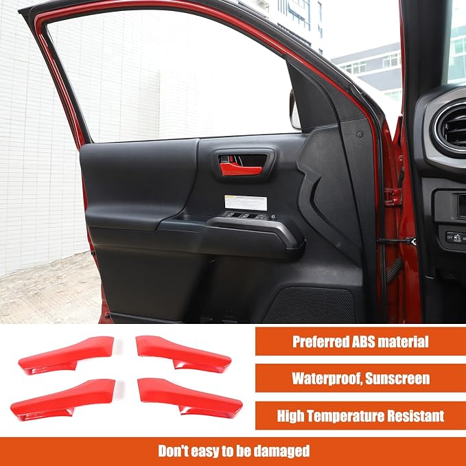 CHEAYAR Car Inner Door Handles Cover Trim Compatible with Toyota Tacoma 2016-2022, Auto Inner Door Handles Cover Interior Door Handles Protector Trim Decorate Covers Accessories (red)