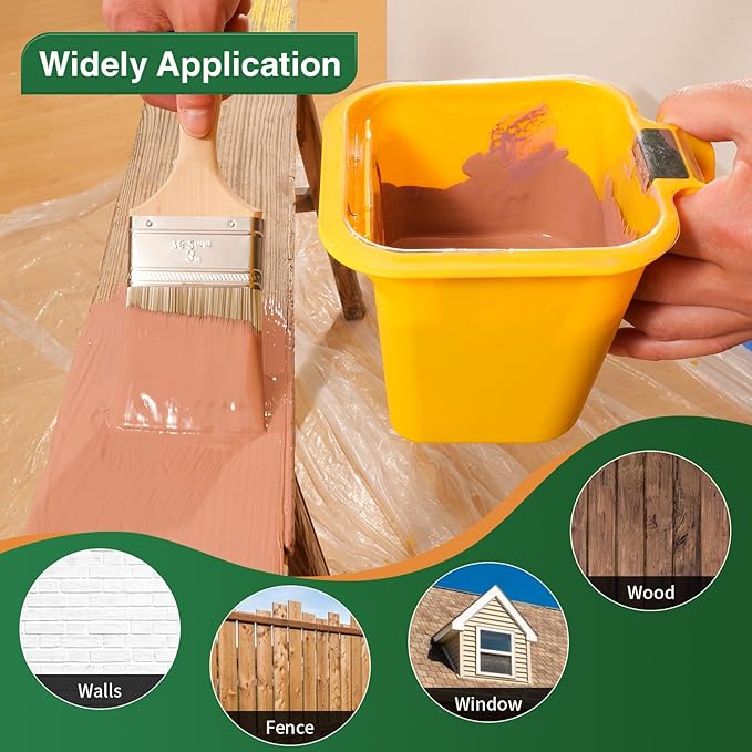 Voomey 15Pc Paint Bucket Holds 16 oz. of Paint or Stain, Paint Cup, Paint Pail Liner, Trim Painting Tool, for Finishing Work and Repairs