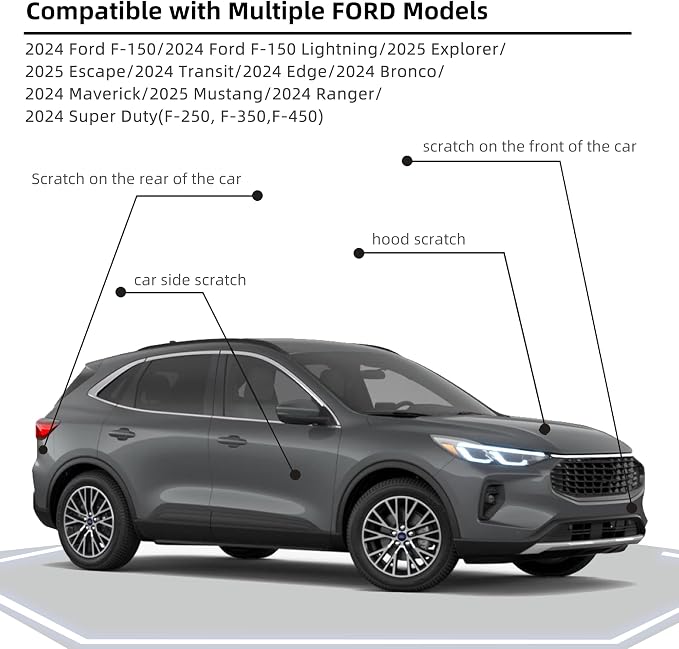 Car Paint Touch Up Pen Compatible with Ford Carbonized Gray Metallic(M7), 2-In-1 Color Accurate Touch Up Car Scratch Repair Paint Match Ford Series Automotive Scratch Remover for Nicks & Chips Repair
