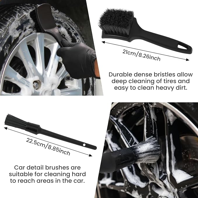 7PCS Wheel Cleaner Brush Kit, Tire Brushes, Rim Cleaner Brush,Car Detailing Brushes, Tire Shine Applicator Pad, Car Wash Tools for Wheels and Tires No Spatter