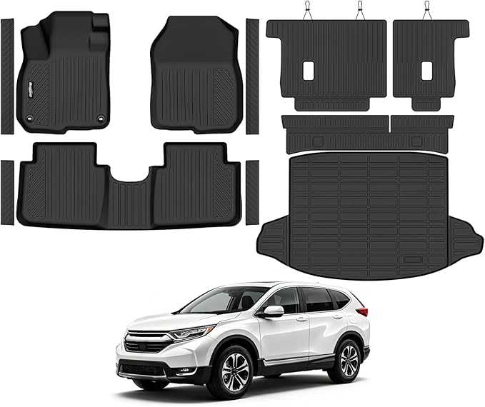 Floor Mats for Honda CRV 2017-2022, Trunk Mat and Backrest Mat & Door Sill Guard All Weather TPE Protector for Honda CRV Accessories