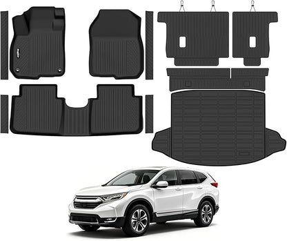 Floor Mats for Honda CRV 2017-2022, Trunk Mat and Backrest Mat & Door Sill Guard All Weather TPE Protector for Honda CRV Accessories