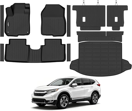 Floor Mats for Honda CRV 2017-2022, Trunk Mat and Backrest Mat & Door Sill Guard All Weather TPE Protector for Honda CRV Accessories