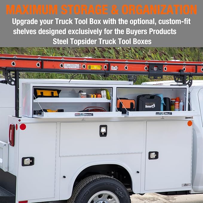 Buyers Products 1721551 Black Aluminum Diamond Tread Topsider Truck Box With Drop Door, 72 x 13 x 16 Inch, Made in The USA, Lockable Tool Chest, Durable Job Box For Storage & Organization