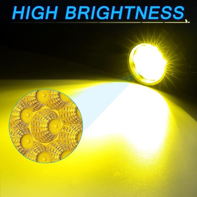 ACEC SHOP Amber Round LED Pods 2PCS 54W 3.5 Inch Yellow Pod Lights Round LED Offroad Light Flood Light Bars Yellow Fog Lights for Wrangler Truck Tacoma SUV UTV ATV