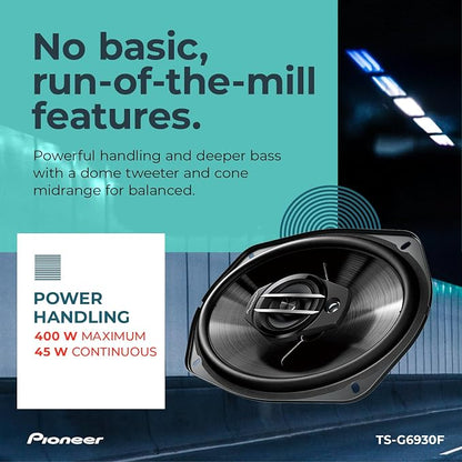PIONEER G-Series TS-G6930F 6” x 9” 3-Way Speakers (Pair) – 400W Max, Balanced Sound + Smooth Treble, Great Stock Replacement, High-Efficiency Speaker Designed for OEM Power