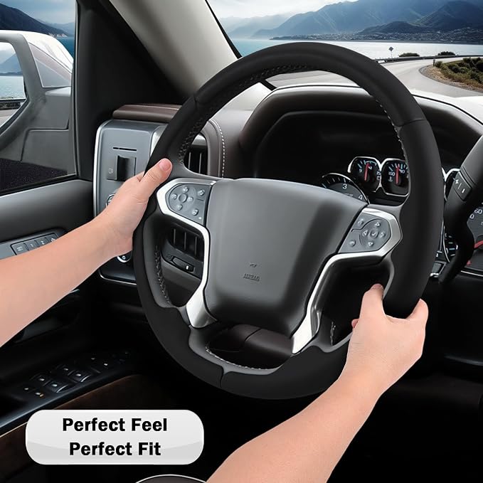 Steering Wheel Cover for Chevy Silverado 1500 2014-2018/2500 2500HD 3500 3500HD 2015-2019/ 4500HD 5500HD 6500HD 2019-2024/ Suburban Tahoe 2015-2020/ Traverse 2018-2023 Chevrolet