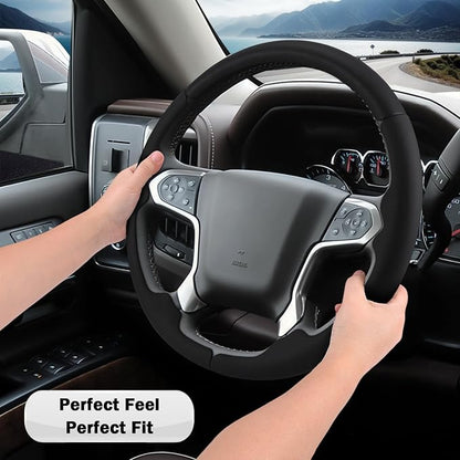 Steering Wheel Cover for Chevy Silverado 1500 2014-2018/2500 2500HD 3500 3500HD 2015-2019/ 4500HD 5500HD 6500HD 2019-2024/ Suburban Tahoe 2015-2020/ Traverse 2018-2023 Chevrolet