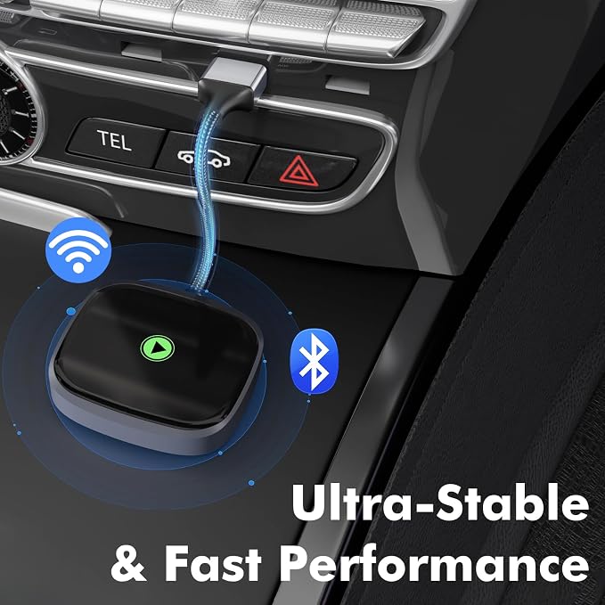 Travel Depot Wireless CarPlay Adapter for iPhone, Converts Wired to Wireless Adapter CarPlay, Plug & Play for Apple Car Play, Fast Auto Connect Bluetooth Dongle Car Streaming Device, Fits 800+ Models