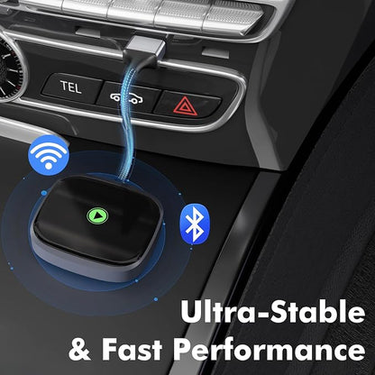 Travel Depot Wireless CarPlay Adapter for iPhone, Converts Wired to Wireless Adapter CarPlay, Plug & Play for Apple Car Play, Fast Auto Connect Bluetooth Dongle Car Streaming Device, Fits 800+ Models