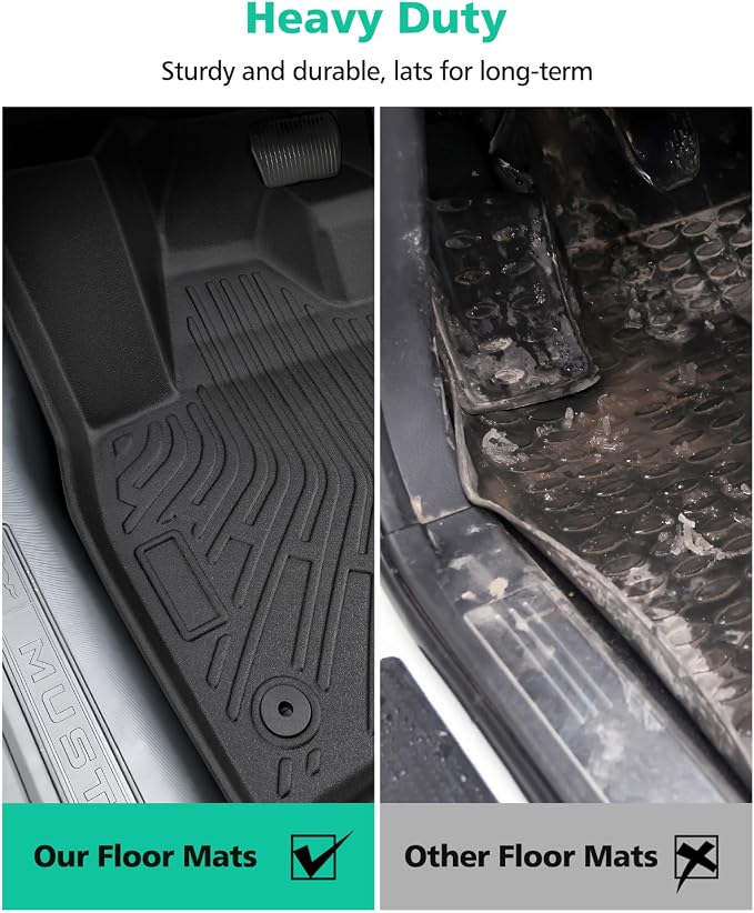 for Mustang Mach E Floor Mats & Cargo Liner 2021–2026, Custom Fit All Weather TPE Car Mats for Mach E Accessories, 1st & 2nd Row Heavy-Duty Black Floor Liners for Ford Mustang Mach-E by DiffCar