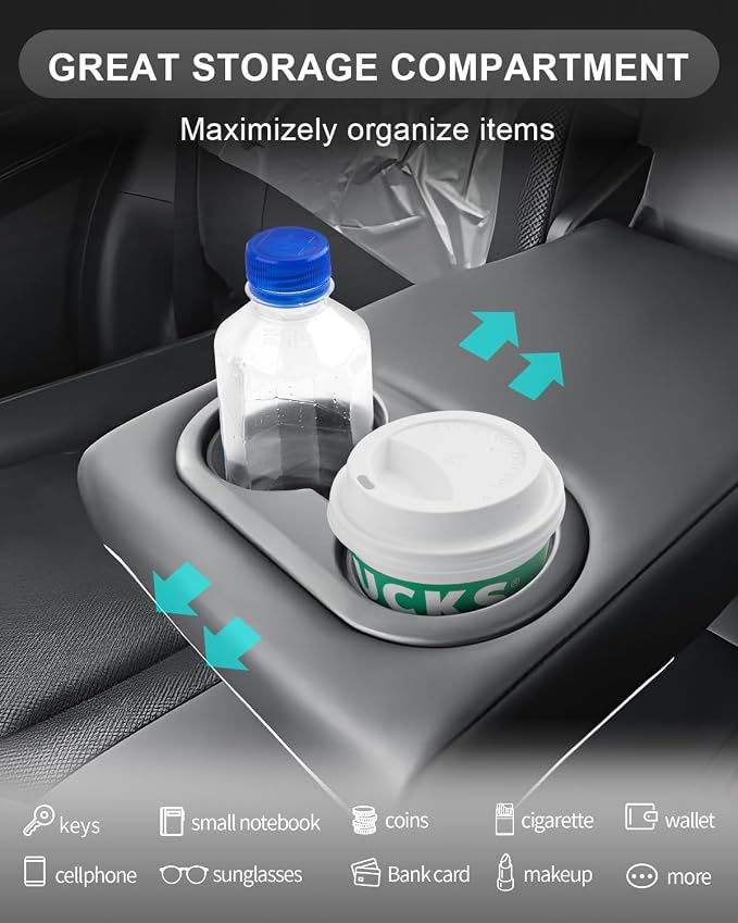 CDEFG for 2026 Mazda CX5 Center Console Organizer for 2026 Mazda CX-5 (S/Select/Preferred/Premium/Premium Plus) Accessories Rear-Seat Cup Holder Storage Box