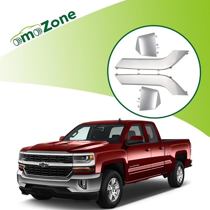 4PCS Door Armrest Cover Trim Kit Front&Rear Left Right Side Door Panel Arm Rest Bezel Set Synthesis Gray Compatible with 2014-2020 Chevy Silverado GMC Sierra Double Cab