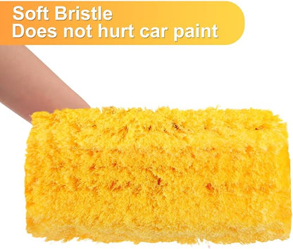 Vesici Car Wash Brush Head with Soft Detailing Bristle Flow Thru Car Cleaning Brush Exterior Car Wash Equipment for Auto Truck RV Boat Camper Washing, 10 Inch(Yellow, Green,2 Pcs)