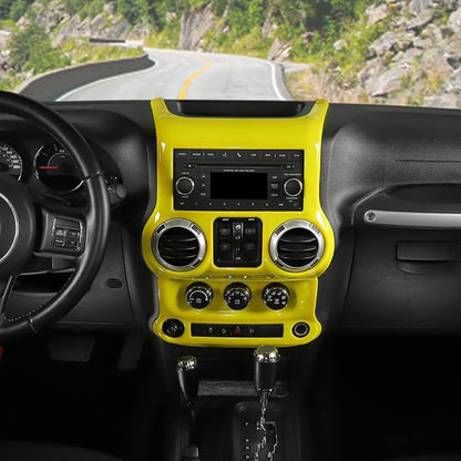 RT-TCZ for Jeep JK Yellow Dash Accents Radio A/C Controls Cover Trim for Jeep Wrangler JK JKU 2011-2017 ABS Interior Accessories 2pcs