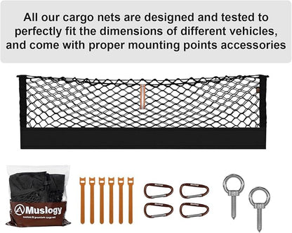 Muslogy Truck Bed Cargo Net Trunk Netting Compatible with Ford F-150 & Lightning 2015-2026 Accessories, Pickup Cargo Organizer SUV Sedan Storage Net w/Heavy Duty Carabiners