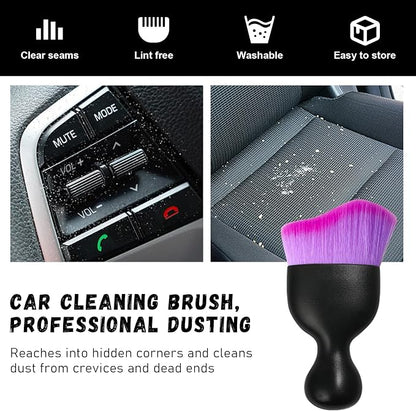 Ziciner 2 PCS Car Detailing Brush, Curved Soft Bristles Auto Removal Dust Collectors, Universal Vehicle Dashboard, Air Conditioner Vents etc Interior Cleaning Tool Accessories (Double Purple)
