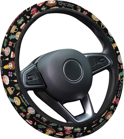 GENANY Vintage Girls Friendship Steering Wheel Cover, Non Slip Polyester Wheel Protector for Car SUV Truck, Universal 15 Inch