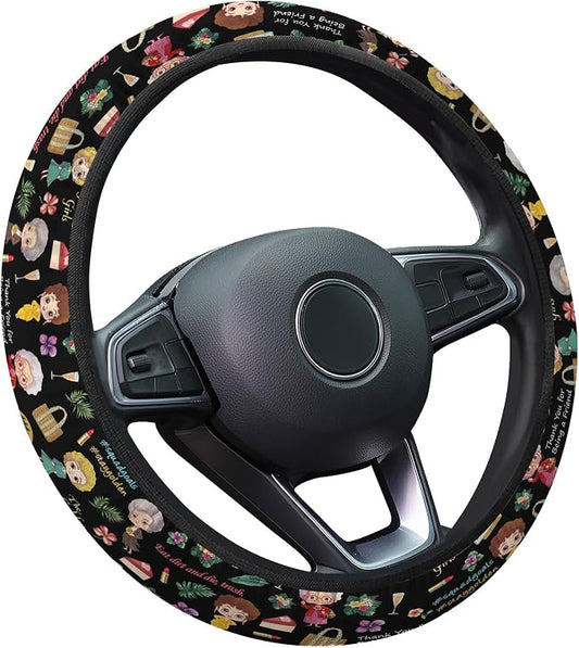 GENANY Vintage Girls Friendship Steering Wheel Cover, Non Slip Polyester Wheel Protector for Car SUV Truck, Universal 15 Inch