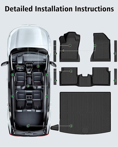 Floor Mats & Cargo Liner Custom Fit for Jeep Compass 2017-2025 2026, Door Sill Guards, All Weather TPE Rubber Anti-Slip 1st & 2nd Row & Trunk Mat Floor Liners for Compass 2025 Accessories
