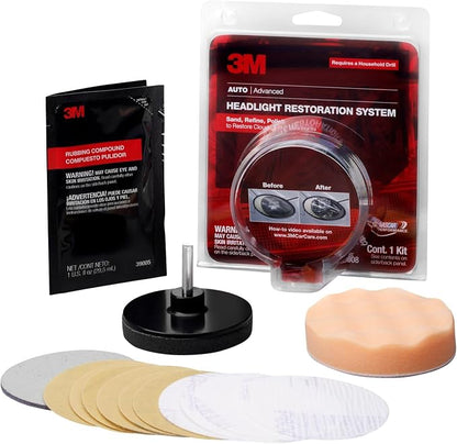3M Headlight Lens Restoration System, 39008, 1 Kit, 2-Pack