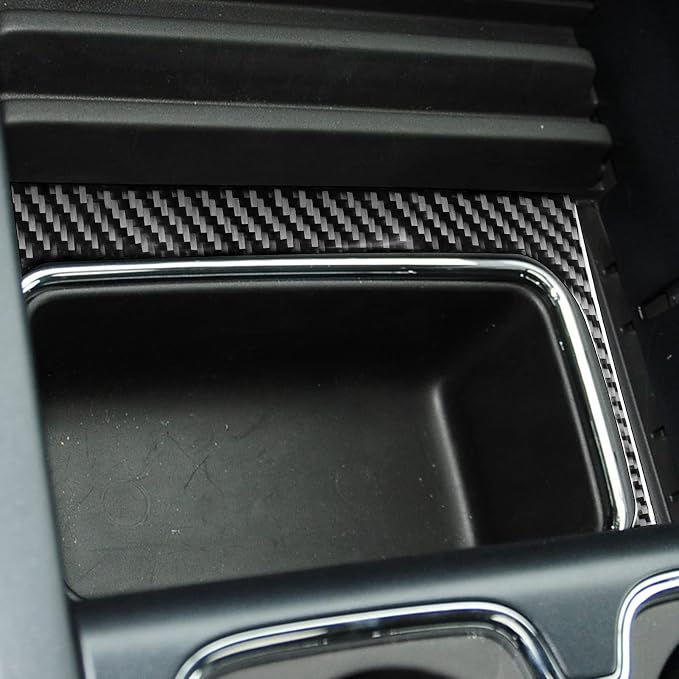 Real Premium Carbon Fiber Fit for Chevy Silverado/GMC Sierra 1500 2014-2018 for 2500/3500HD 2015-2019 Car Center Console Storage Box Frame Trim Decals Sticker Auto Interior Accessories Cover Black
