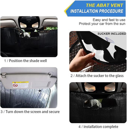 White Bats on Black Windshield Sun Shade for Car Auto SUV Truck Foldable Front Window Sunshade Sun Visor Protector Block UV Rays Reflect Heat, 55" x 28"