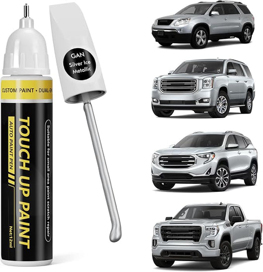 (Silver Ice Metallic (GAN) Car Touch Up Paint for GMC, Car Paint Scratch Repair Kit, Quick & Easy Solution, 2 in 1 Scratch Remover Pen with Color-Matched