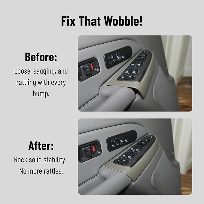 2Pcs Car Door Arm Rest Switch Panel Clip Repair Kit, Compatible with 2003-2007 Chevrolet Silverado Tahoe Suburban Avalanche & GMC Sierra Yukon, Driver & Passenger Side Door Armrest Bracket Fix (Black)