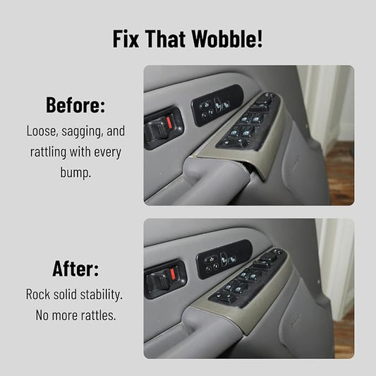 2Pcs Car Door Arm Rest Switch Panel Clip Repair Kit, Compatible with 2003-2007 Chevrolet Silverado Tahoe Suburban Avalanche & GMC Sierra Yukon, Driver & Passenger Side Door Armrest Bracket Fix (Black)