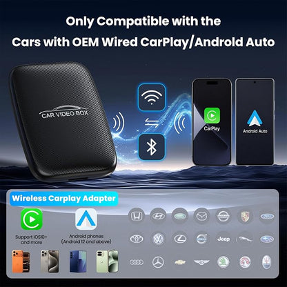CarPlay AI Box 2026 Upgraded—Wireless CarPlay & Android Auto Adapter, Magic Video Box Support YouTube,TF Card,Wired-to-Wireless Conversion, Plug and Play carplay adapter for IOS10+/Android 11+