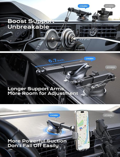 Wireless Car Charger, 15W Fast Charging Auto Clamping Phone Holders for Your Car Phone Mount fit for iPhone 17 16 15 14 13 12 Pro Max 11 XR XS, for Samsung Galaxy S25 Ultra S24 S23, Black