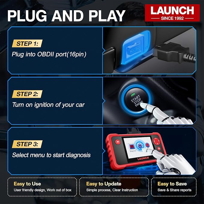 LAUNCH CRP123 V2.0 OBD2 Scanner-2026 New Model Engine/ABS/SRS/Transmission Diagnostic Scan Tool SRS Airbag Code Reader,3 Reset Oil Service/Throttle Relearn/SAS Reset,Lifetime Free Update