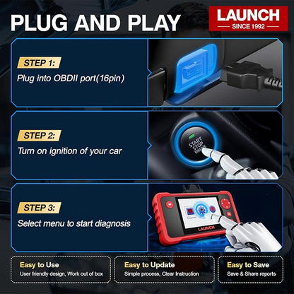 LAUNCH CRP123 V2.0 OBD2 Scanner-2026 New Model Engine/ABS/SRS/Transmission Diagnostic Scan Tool SRS Airbag Code Reader,3 Reset Oil Service/Throttle Relearn/SAS Reset,Lifetime Free Update