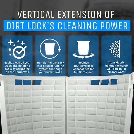 DETAIL GUARDZ Dirt Lock Scrub Wall 180/360 – Washboard Attachment Dirt Lock - Bucket Filter – Vertical Cleaning Tool for Brushes, Mitts (White)