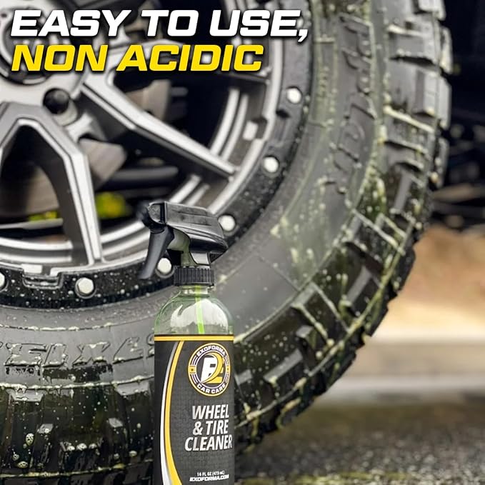 ExoForma Wheel & Tire Cleaner - Removes Built-Up Brake Dust, Dirt & Grime - Improves Dressing Performance - 2-in-1 Formula - Chosen by Pros (128 FL Oz)