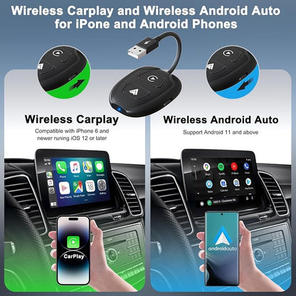 Wireless CarPlay Adapter for iPhone,Converts Factory Wired to Wireless,Plug & Play,Stable Control & No Delay,2025 Upgraded 2 in 1,USB A/C Port to iOS 10+ Android 10.0+