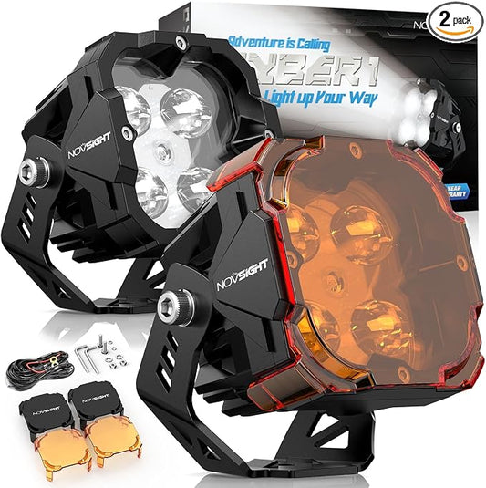 NOVSIGHT LED Pods Lights Fog Light - 3 Inch Offroad Light 80W Ultra Bright Waterproof LED Pods with Covers, Off Road Fog Lights Work Light for Truck Wrangler Jeep Pickup Ram SUV ATV Boat