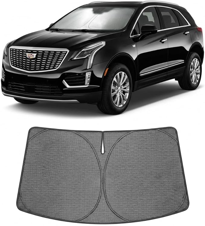 Proadsy Windshield Sun Shade Custom Fit Cadillac XT5 2017-2023 Ice Crystal Black Front Window Sunshade UV and Heat Blocker Foldable Visor Keeps Car Cooler for Summer Parking and Daily Use