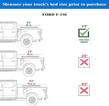 Toptiny Low Profile Flip Up Truck Bed Tonneau Cover Fits 2004-2014 Ford F-150 5'5" Bed (66")