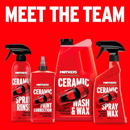 Mothers California Gold Ceramic Spray & Rinse Wax, 16 oz. - Water-Activated Touchless Quick Coat, Spray On Hose Off, Super-Hydrophobic, Drying Aid, Booster, Topper (05646)